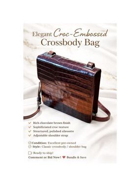 Enzo Angiolini Croc-Embossed Crossbody Bag in Brown